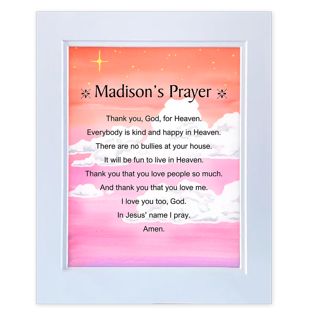 No Bullies - Double-mat 11x14 Personalized Prayer Print